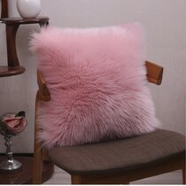 Pink mongolian 2024 fur pillow